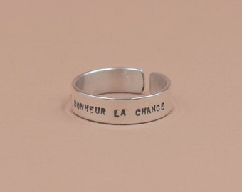 Bague en argent personnalisable réglable et à messages gravés