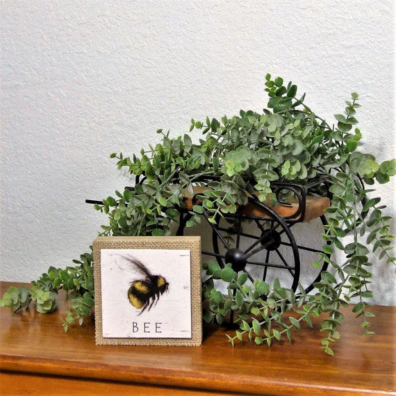 Honey Bee Chunky Wood Block Decor