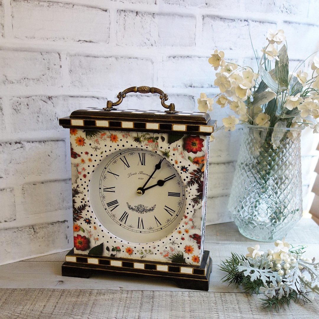 Courtly Clock Black and White Checks Decor Checkerboard Decor ...
