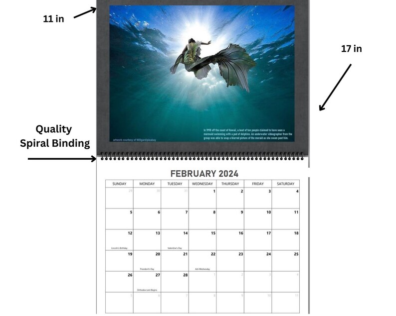 Mermaid Calendar 2024 Mermaids Wall Calendar 2024 Mermaid Etsy