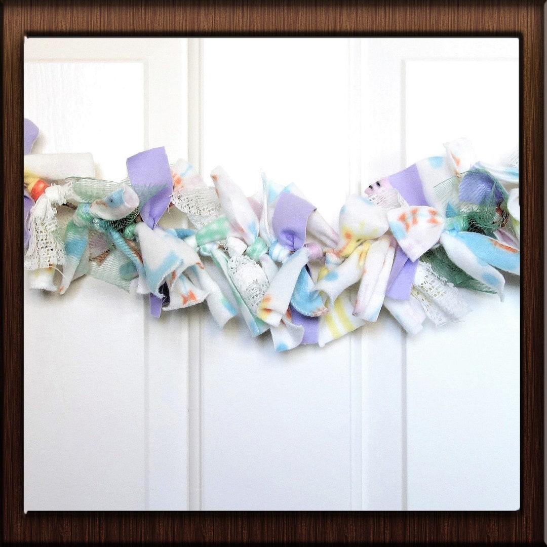 Baby Shower Nursery Rag Garland Swag Decor Long Garland Multi Pastel ...