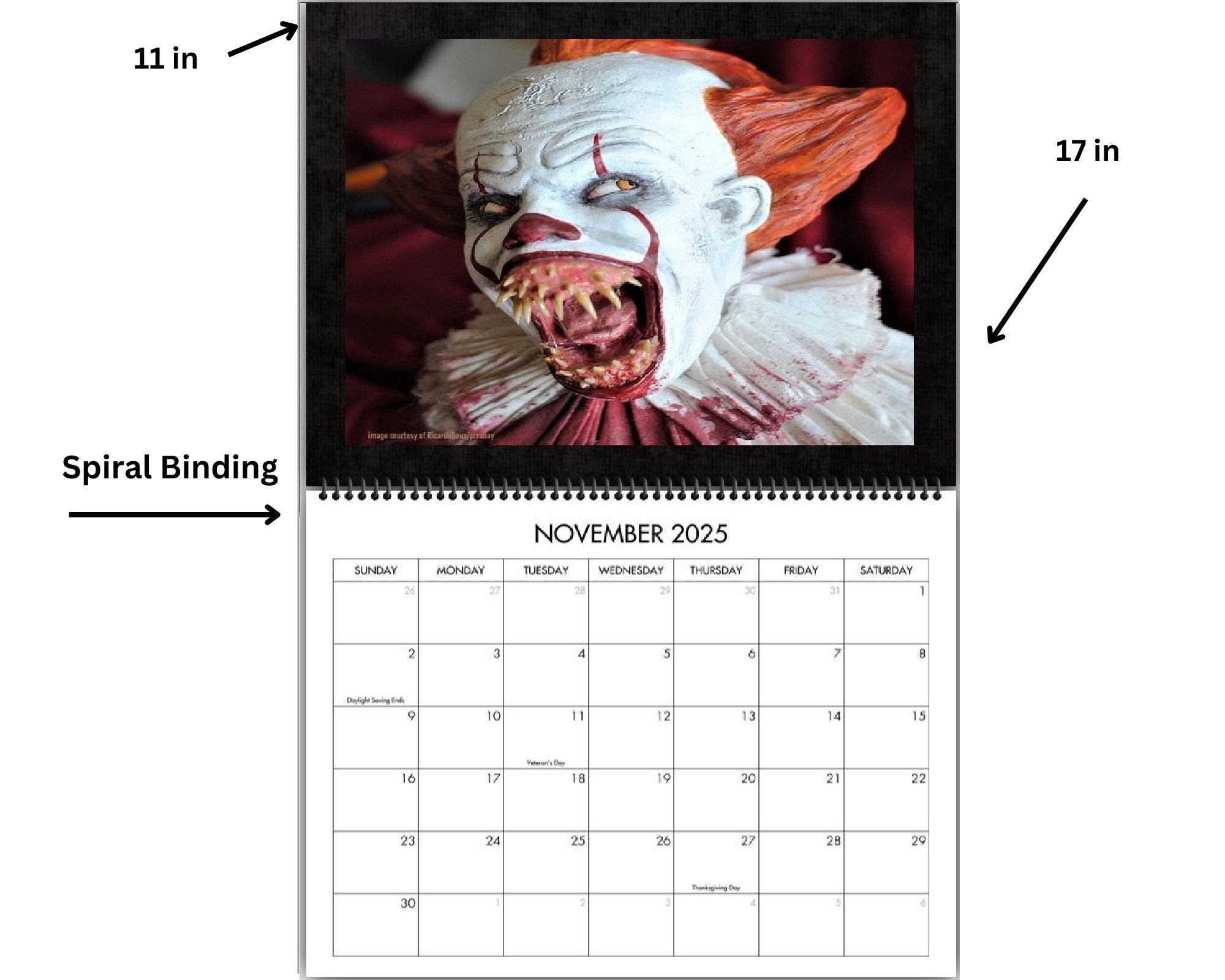 Creepy Clowns Calendar 2025 Scary Clown Calendar Clown Horror Movie