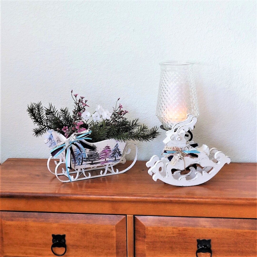 Shabby Chic Wood Sleigh Tabletop Sleigh Centerpiece DIY Sleigh Gift