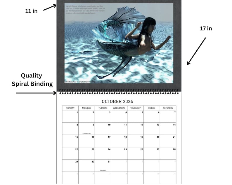 Mermaid Calendar 2024 Mermaids Wall Calendar 2024 Mermaid Etsy