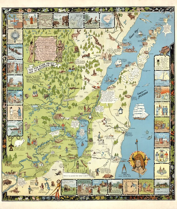 Door County Wisconsin Map Door County Map Illustrated Map Of Door County Wisconsin Wisconsin Vintage Map