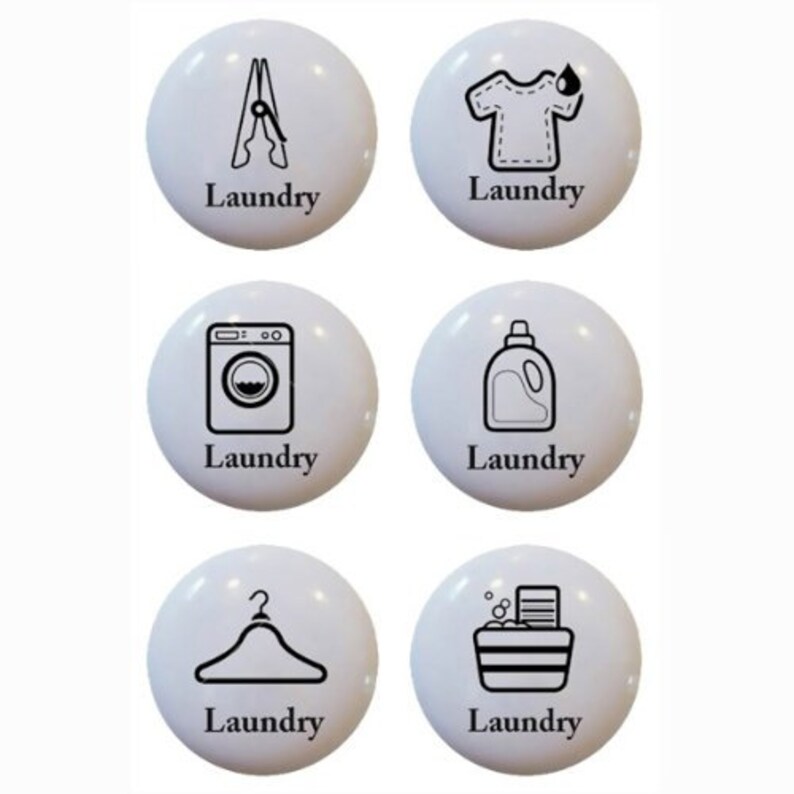 Ceramic Laundry Icon Knobs Or Drawer Pulls Etsy