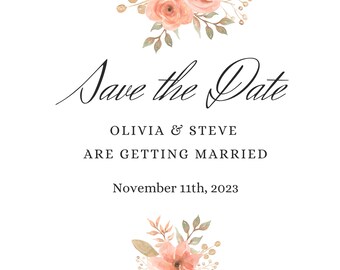 Save the Date Pink Flowers