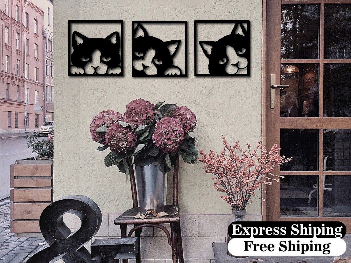 Cats wall decor Set of 3 signs wall decor Home decor Etsy