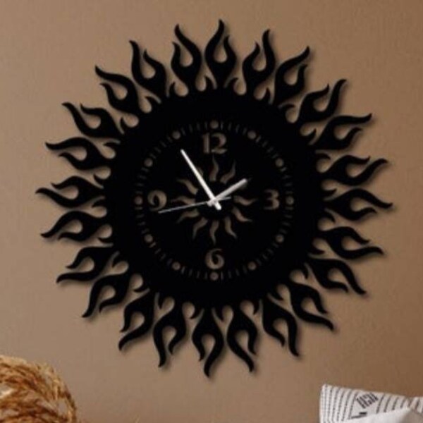 Sun Wall Clock Etsy