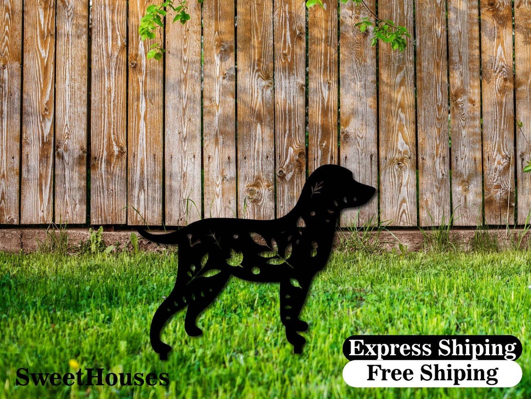 Dog Yard Art Garden Stake Gnome Sign Metal Yard Art Garden Etsy