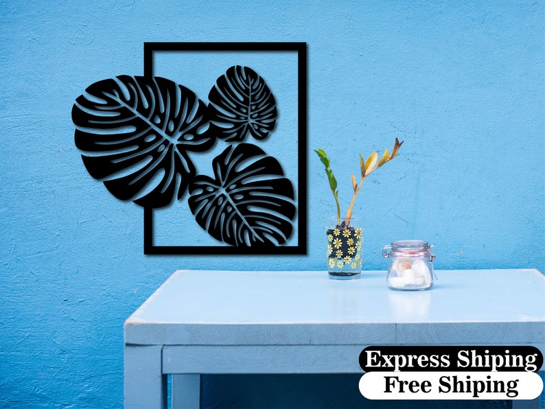 Monstera Leaf Metal Wall Decor Plants Wall Art Set Monstera Etsy