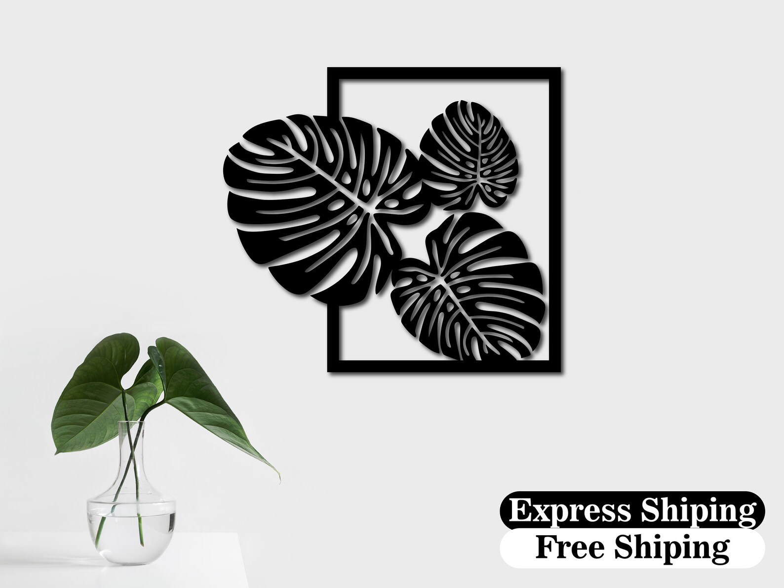 Monstera Leaf Metal Wall Decor Plants Wall Art Set Monstera Etsy