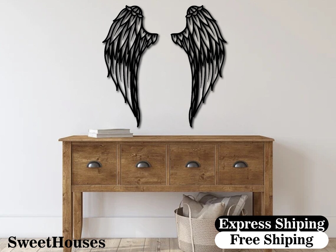 Angel Wings Metal Wall Art Set of 2 Angel Wings Metal Decor Etsy