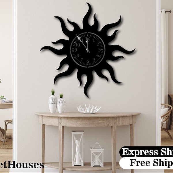 Sun Wall Clock Etsy