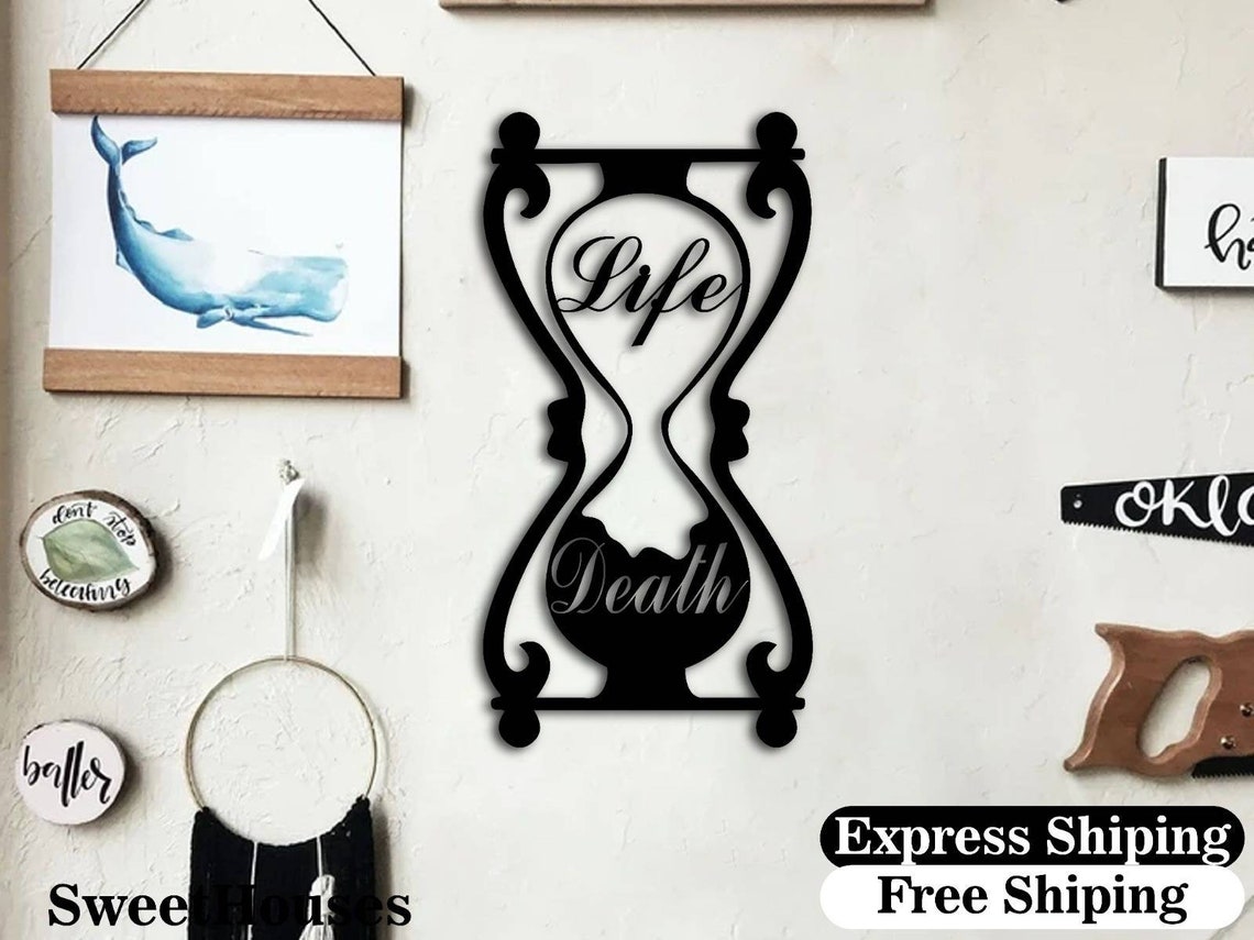Hourglass Metal Wall Art life and Death Interior Decoration Etsy