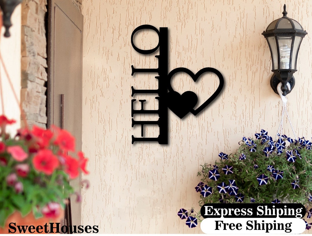 Front Door Decor Metal Hello Sign Welcome Sign for Front - Etsy