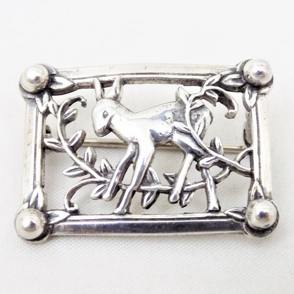 Coro Sterling Craft, Deer Brooch, 1940s Coro Jewelry, Fawn, Dainty Small Brooch, Vintage Coro