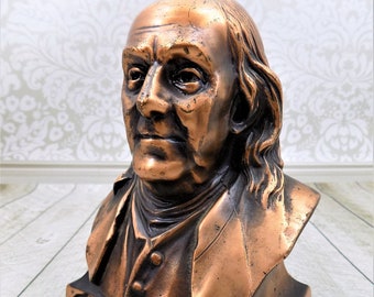 Benjamin Franklin, Advertising Bank, With Key, Copper Plating, The Franklin Life Insurance Company