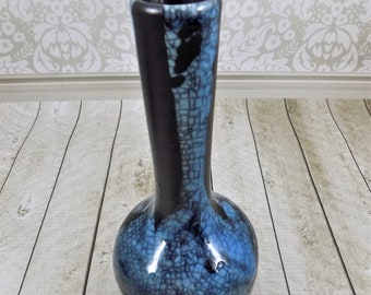 Royal Haeger Drip Glaze Bud Vase, Blue and Black, Earth Wrap Design, Vintage Vases