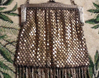 1920's Mesh Purse, Flapper Era Fashion, German Silver, Vintage Purse, Early 1900s