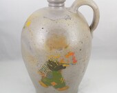 Antique Gallon Beehive Stoneware Jug, Salt Glazed Jug with Pennsylvania Dutch Markings 11 1 4 quot Tall