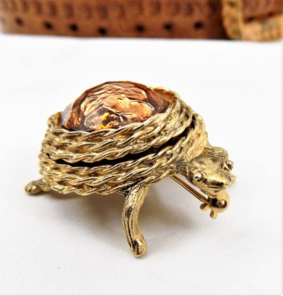 Sarah Coventry Turtle Brooch, Solid Perfume, Hing… - image 7
