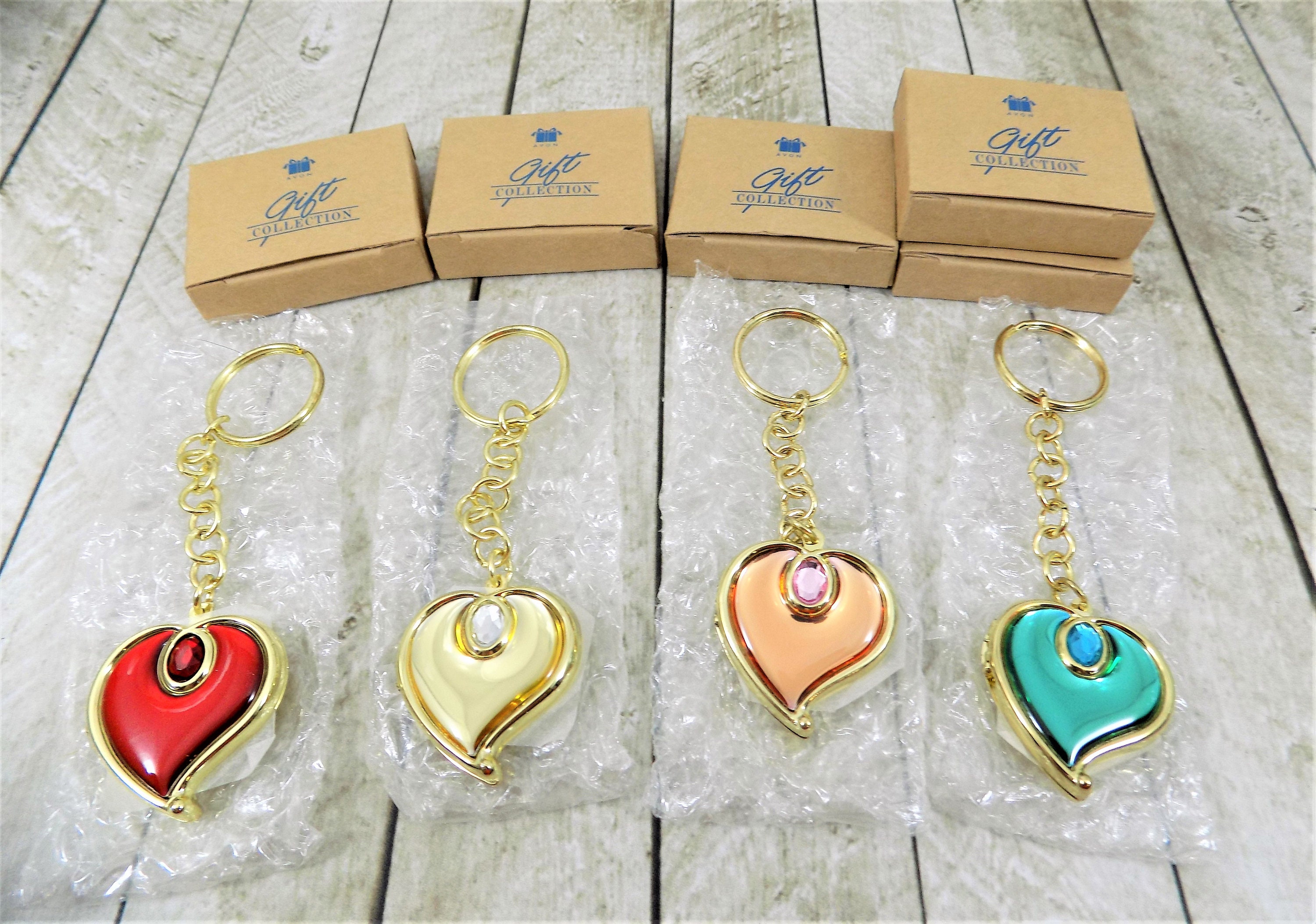 Avon Heart Locket Keychain April Birthstone Simulated Etsy