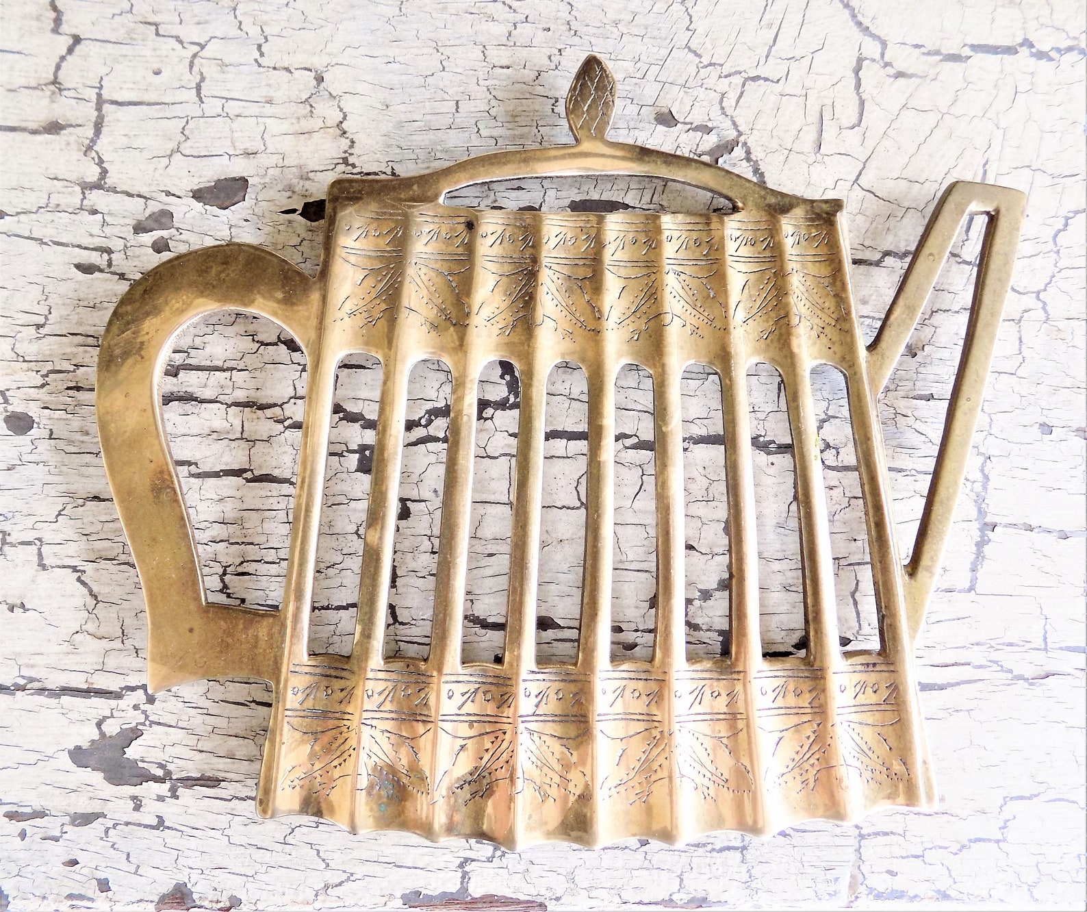 Brass Tea Pot Trivet Andrea by Sadek 1960s Vintage Kitchen Etsy India