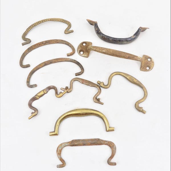 Brass and Metal Drawer Pulls, Assortment of Pulls for Projects, Imperfect and Crusty