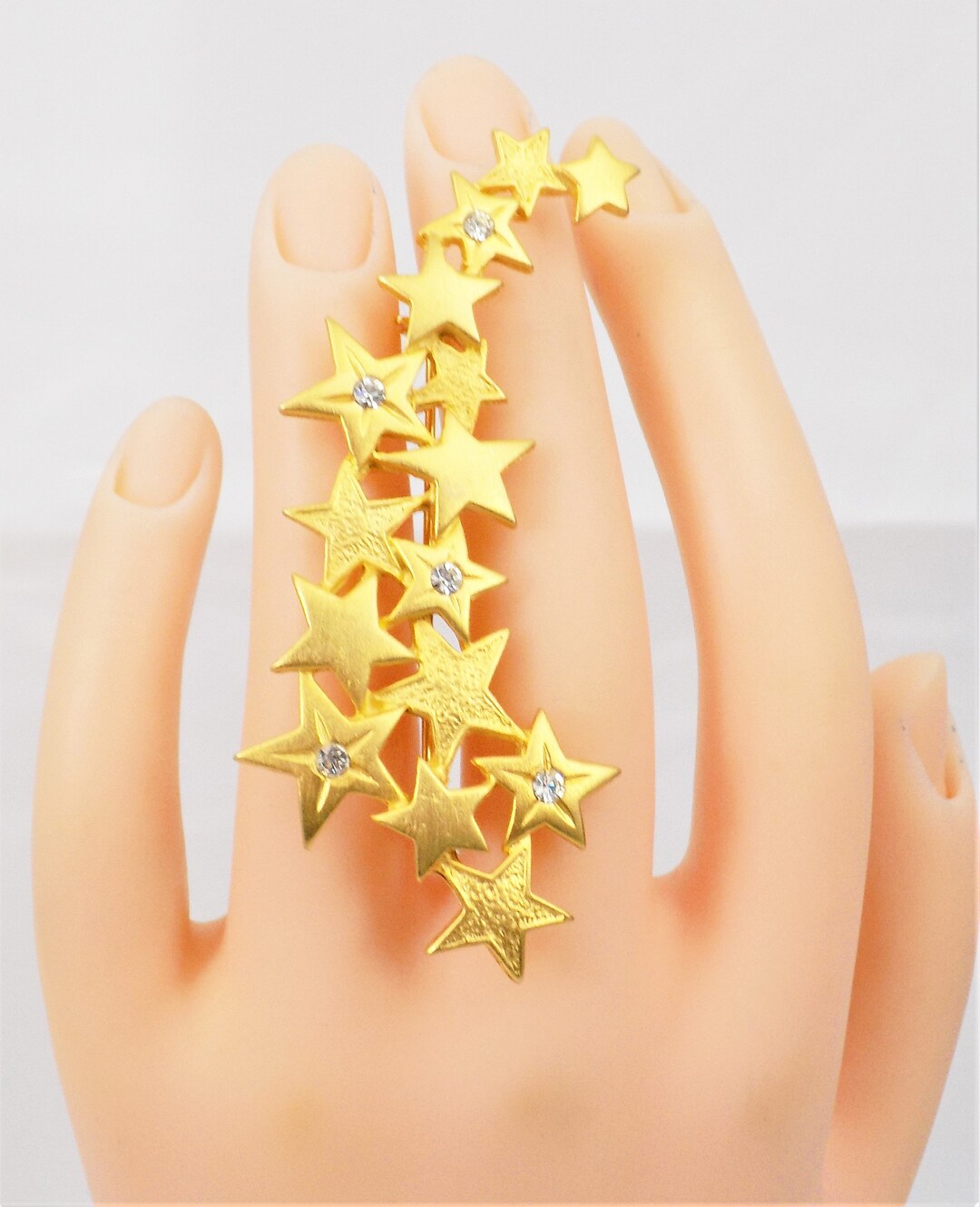Jonette Jewelry 'Shooting Stars With Jewels' Pin - Silver Pewter With Crystals, New