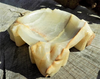 Onyx AshTray, Chunky Footed,  Carved Onyx, Key Tray