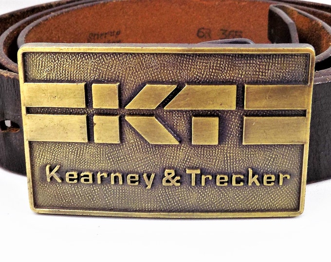 Kearney & Trecker Brass Plate Buckle Vintage Advertising Belt Etsy