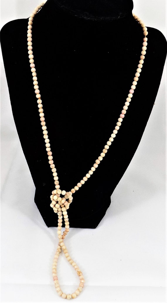 Rhodonite Bead Necklace, 34" Infinity, Vintage Bea