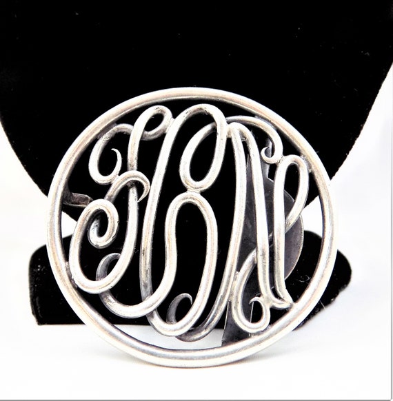 Sterling Open Monogram Script Belt Buckle, Mark C… - image 2