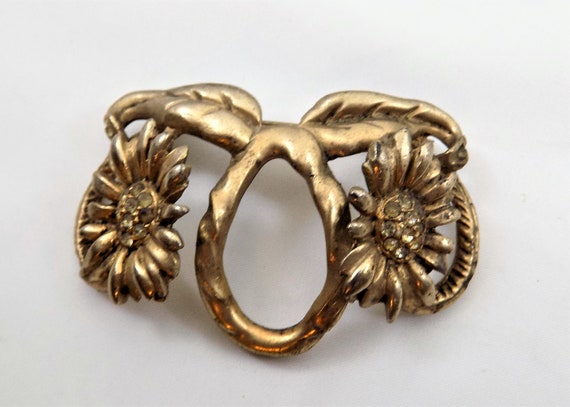 Arts & Crafts, Sunflower Brooch, Gold Filled over… - image 3