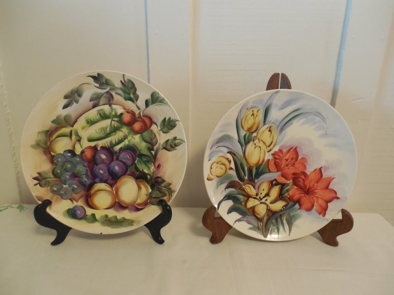 Hand Painted Fruit and Floral Collectible Plates Ucagco Etsy