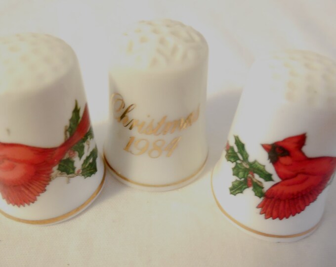 Cardinal and Christmas Thimbles 1 1/8 Avon Christmas Etsy