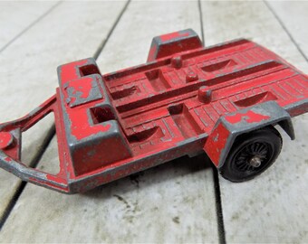 1969 TootsieToy, Double Dirtbike Trailer, Red Diecast, Chicago USA, Collectible Toys, Vintage Miniature, Automobilia