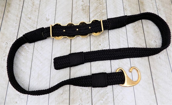 Black Corded Belt, Gold Tone Embellishment, Hook … - image 10
