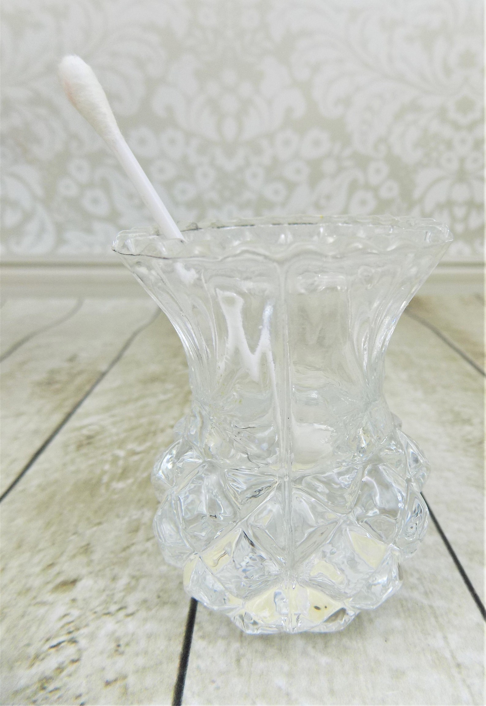 Lead Crystal Toothpick Holder Pressed Glass Artmark Label Etsy