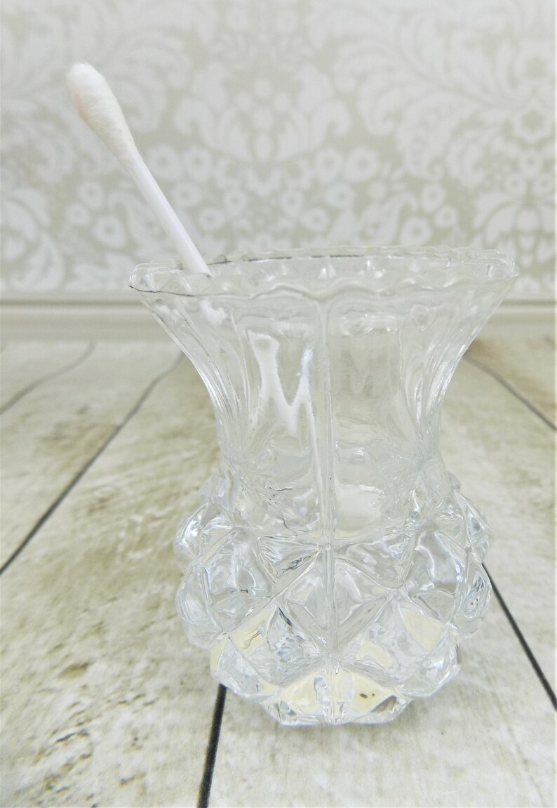 Lead Crystal Toothpick Holder Pressed Glass Artmark Label Etsy