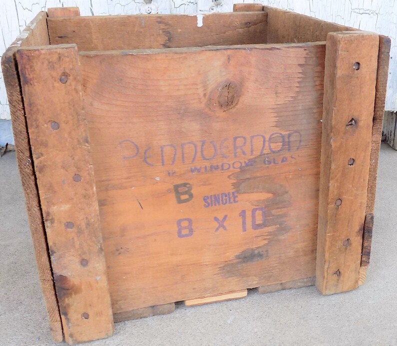 Penn Vernon Glass Crate Wood Glass Box Rustic Storage Crate Etsy