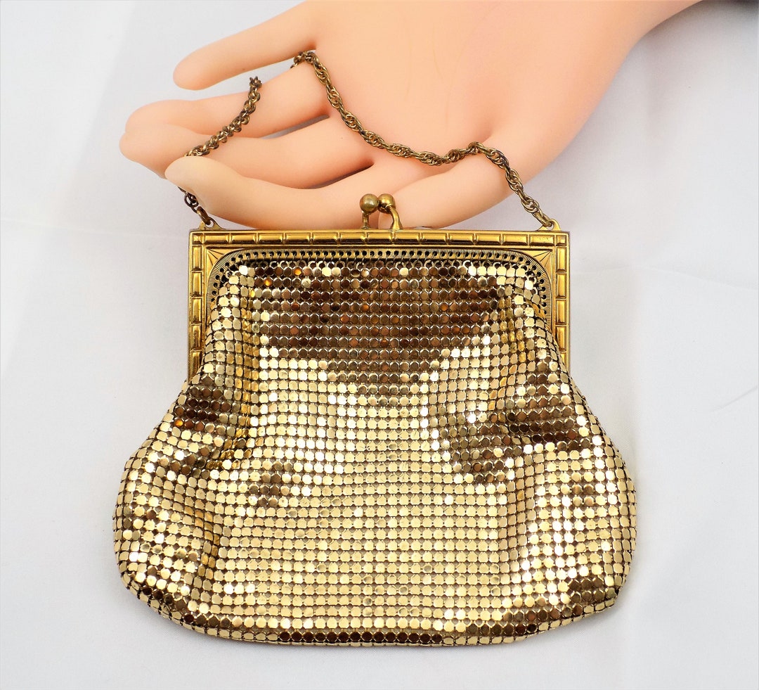 Whiting and Davis, Gold Mesh Purse, Small Evening Bag, Vintage Purses ...