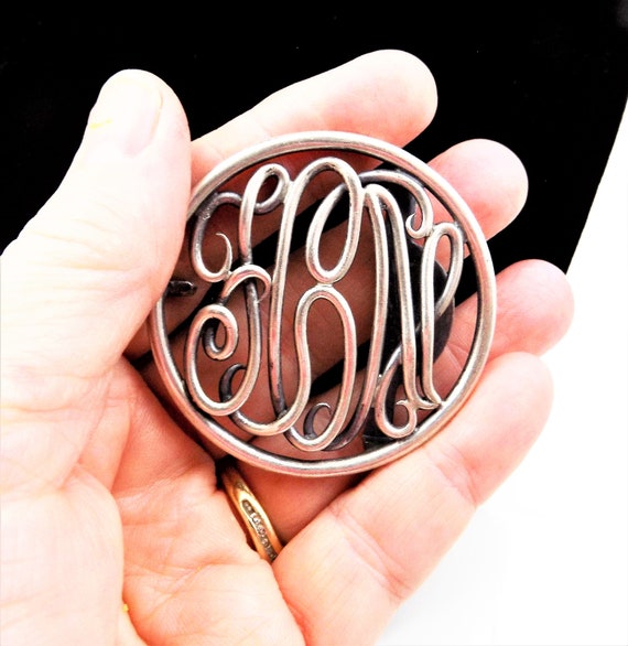 Sterling Open Monogram Script Belt Buckle, Mark C… - image 3