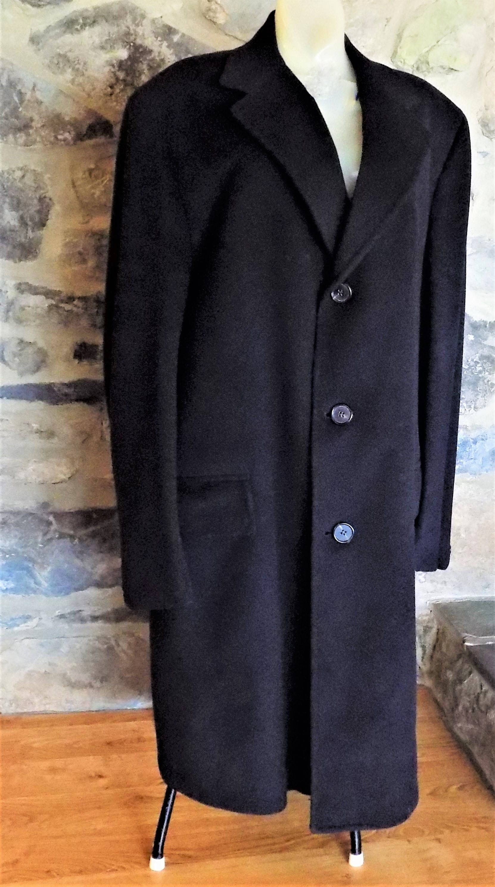 100% Cashmere Men's Black Overcoat Marshall & Reed | Etsy