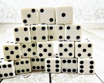 White and Black Dice, Black Dots, Crafting Projects, Gaming, Vintage Table Games, Man Cave Decor