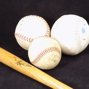 Softballs and Baseball, 3 Sports Balls, One Small Softball, One Large Softball, One Baseball, Photography Props