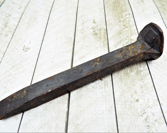 Cast Iron Railroad Spike, Rusty Crusty, Huge Nail, Railway Construction, Marked BTS, Vintage Office, Iron Paperweight, Vintage Railroadiana