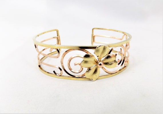 Krementz Cuff Bracelet, Two Tone Gold, Gold Overl… - image 7