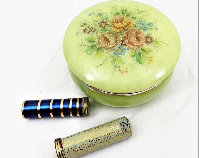 Green Alabaster Trinket Box Hinged Lid Hand Carved Made in Etsy